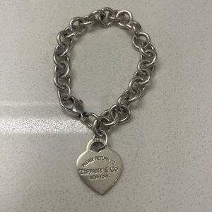 Vintage Tiffany & Co. Silver Chain Bracelet with Heart Charm